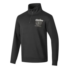 Basic Dokuma Yarım Fermuarlı Crew Kazak “Siyah Beyaz”