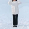 BASIC Uzun Kuş Tüyü Ceket “Beyaz”