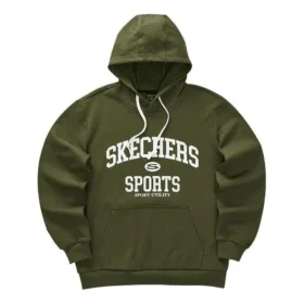 Casual Harf Baskılı Kapüşonlu Sweatshirt “Yeşil Beyaz”