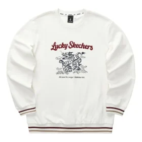 CNY Serisi Ejderha Desenli Crew Sweatshirt “Beyaz Siyah Kırmızı”