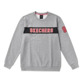 Erkek Skechers Alphabet Baskılı Örgü Kazak Gri