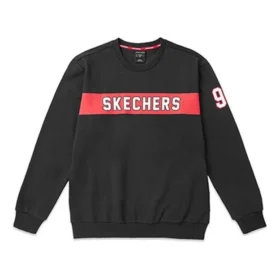 Erkek Skechers Alphabet Baskılı Örme Kazak Siyah