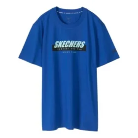 Erkek Skechers Baskılı Kısa Kollu Tişört Mavi