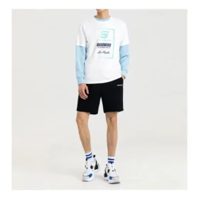 Erkek Skechers Kontrast Renkli LOGO Baskılı Örgü Kısa Kollu Beyaz