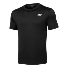 Erkek Skechers Sport Antrenman Koşu Spor Örme Kısa Kollu Siyah