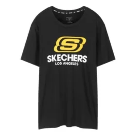 Erkek Skechers Yuvarlak Yaka Kısa Kollu Siyah