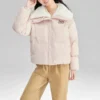FASHION Harf Baskılı Aşağı Ceket “Pembe Beyaz”