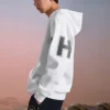 Günlük Grafik Kapüşonlu Sweatshirt “Beyaz Siyah”