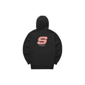 Günlük Logo Baskılı Kapüşonlu Sweatshirt “Siyah Pembe”