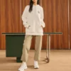 Grafikli Kapüşonlu Sweatshirt “Beyaz Yeşil”