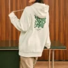 Grafikli Kapüşonlu Sweatshirt “Beyaz Yeşil”