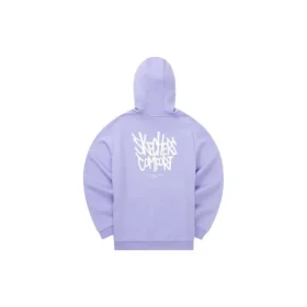 Grafikli Kapüşonlu Sweatshirt “Mor Beyaz”