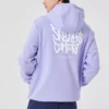 Grafikli Kapüşonlu Sweatshirt “Mor Beyaz”