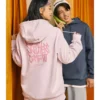 Grafikli Kapüşonlu Sweatshirt “Pembe”