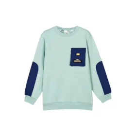 Grafikli Uzun Kollu Kazak “Teal Blue”