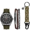 Gunmetal Naylon Kordonlu Saat Seti
