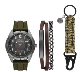 Gunmetal Naylon Kordonlu Saat Seti