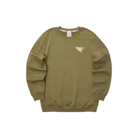 Harf Baskılı Crew Sweater “Zeytin Yeşili Beyaz”