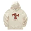 Harf Baskılı Uzun Kollu Kapüşonlu Sweatshirt “Bej Kırmızı”