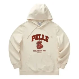 Harf Baskılı Uzun Kollu Kapüşonlu Sweatshirt “Bej Kırmızı”