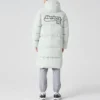 Harf Desenli Uzun Kuş Tüyü Ceket “Beyaz”