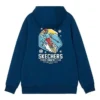 Çizgi Film Desenli İpli Kapüşonlu Sweatshirt “Lacivert Siyah Beyaz Gri”