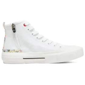 James Goldcrown x Skechers New Moon Yüksek Bilekli Kanvas Ayakkabılar Beyaz