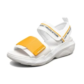 Kaymaz Moda Sandaletler Beyaz/Sarı