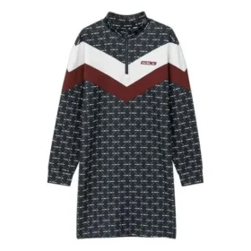 Kontrast Panelli Sportif Patchwork Elbise “Siyah Beyaz Pembe”