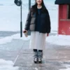 Moda Logo Baskılı Aşağı Ceket “Siyah Gri”