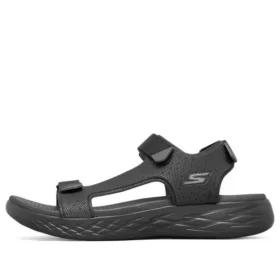 On-the-GO 600 Velcro Açık Hava Açık Burun Düz Ayakkabı Topuklu Spor Tam Siyah Sandaletler