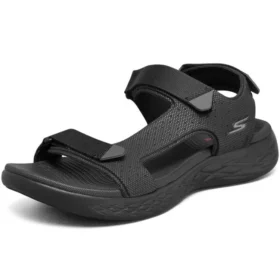On-the-GO 600 Velcro Açık Hava Açık Burun Düz Ayakkabı Topuklu Spor Tam Siyah Sandaletler