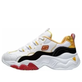 One Punch Man x Skechers D lites 3.0 Düşük Bilekli Koşu Ayakkabısı Beyaz/Siyah/Sarı