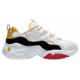 One Punch Man x Skechers D lites 3.0 Düşük Bilekli Koşu Ayakkabısı Beyaz/Siyah/Sarı