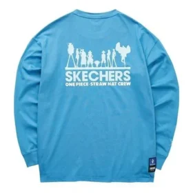 Skechers x One Piece Baskılı Uzun Kollu Tişört “Mavi Kahverengi Sarı Siyah”