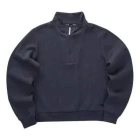 Spor Günlük Bol Örgü Crew Sweatshirt “Siyah”
