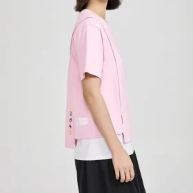 SS20 Çapraz Örgü Kısa Kollu Pembe
