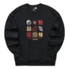 Yeni Yıl Serisi Grafik Örgü Crew Sweatshirt “Siyah Kırmızı Sarı”